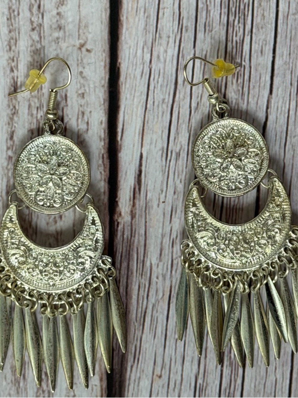 Silver Boho Filigree Fringe Dangle Earrings